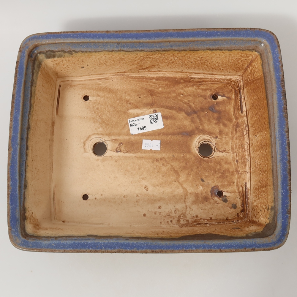 Ceramiczna miska do bonsai 29,5 x 24 x 8 cm, kolor niebieski
