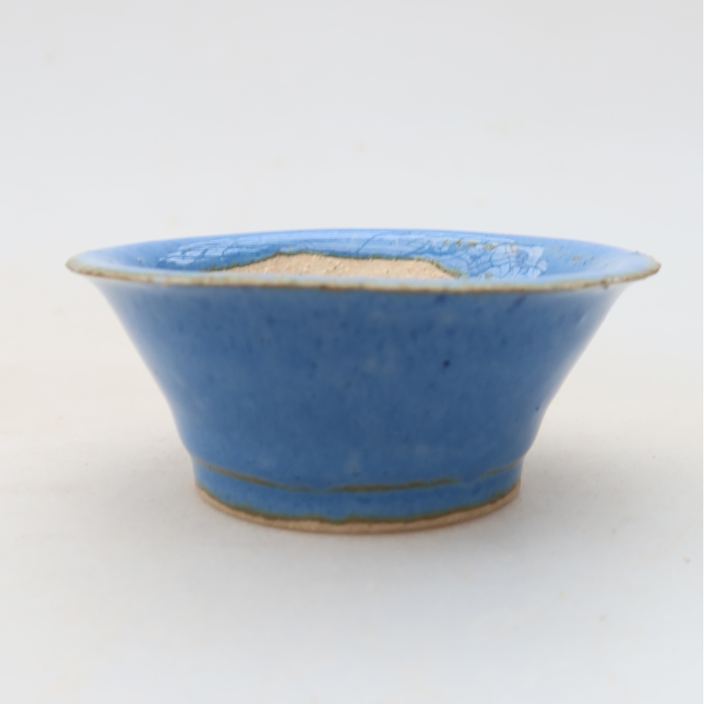 Ceramiczna miseczka do bonsai 7 x 7 x 3 cm, kolor niebieski
