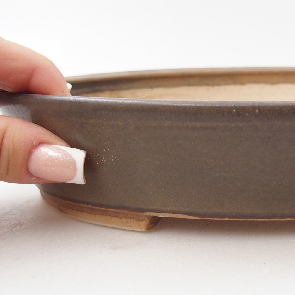 Ceramiczna miska do bonsai 22,5 x 20 x 4,5 cm, brązowa