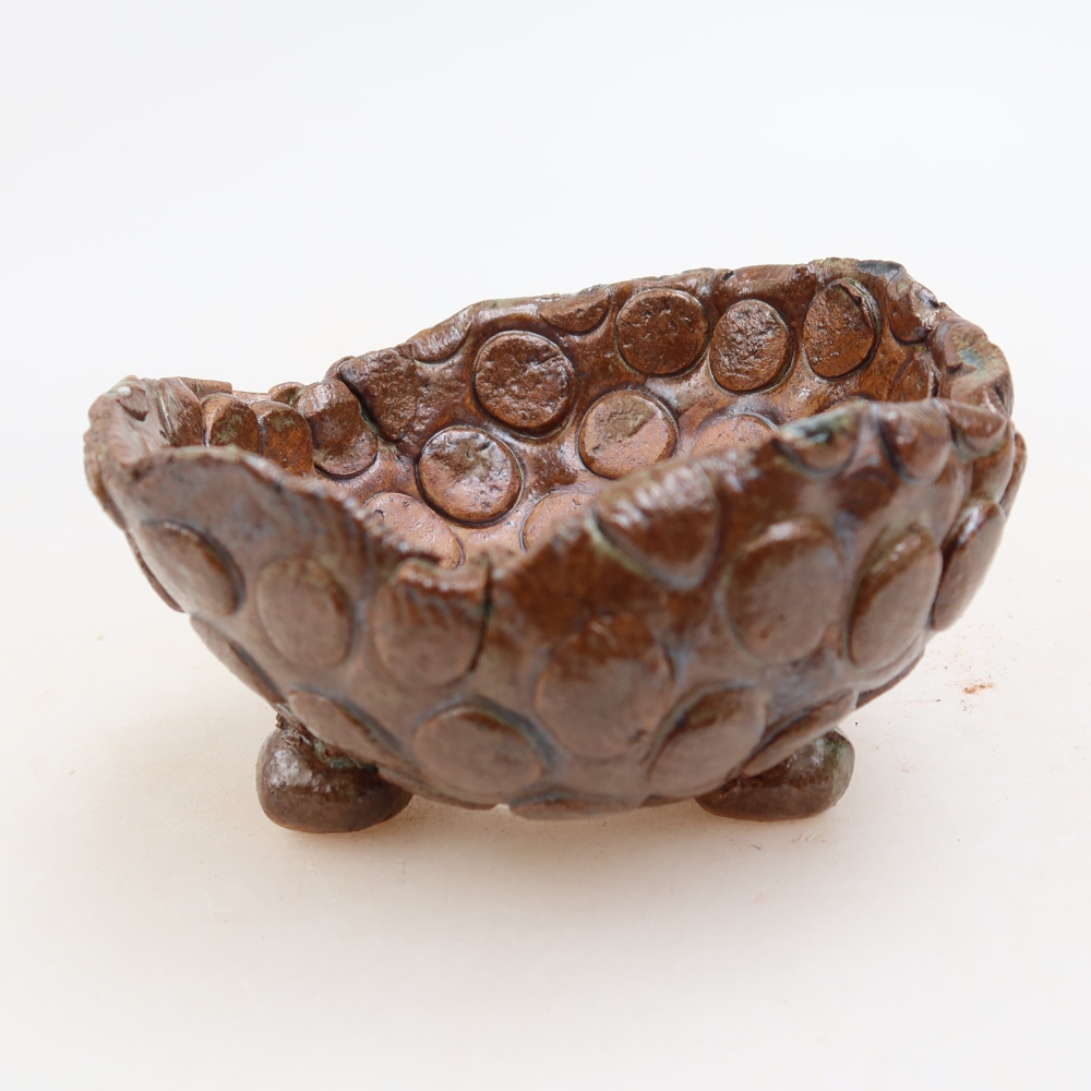 Ceramiczna skorupa  8,5 x 8,5 x 5 cm, kolor brązowo-zielony