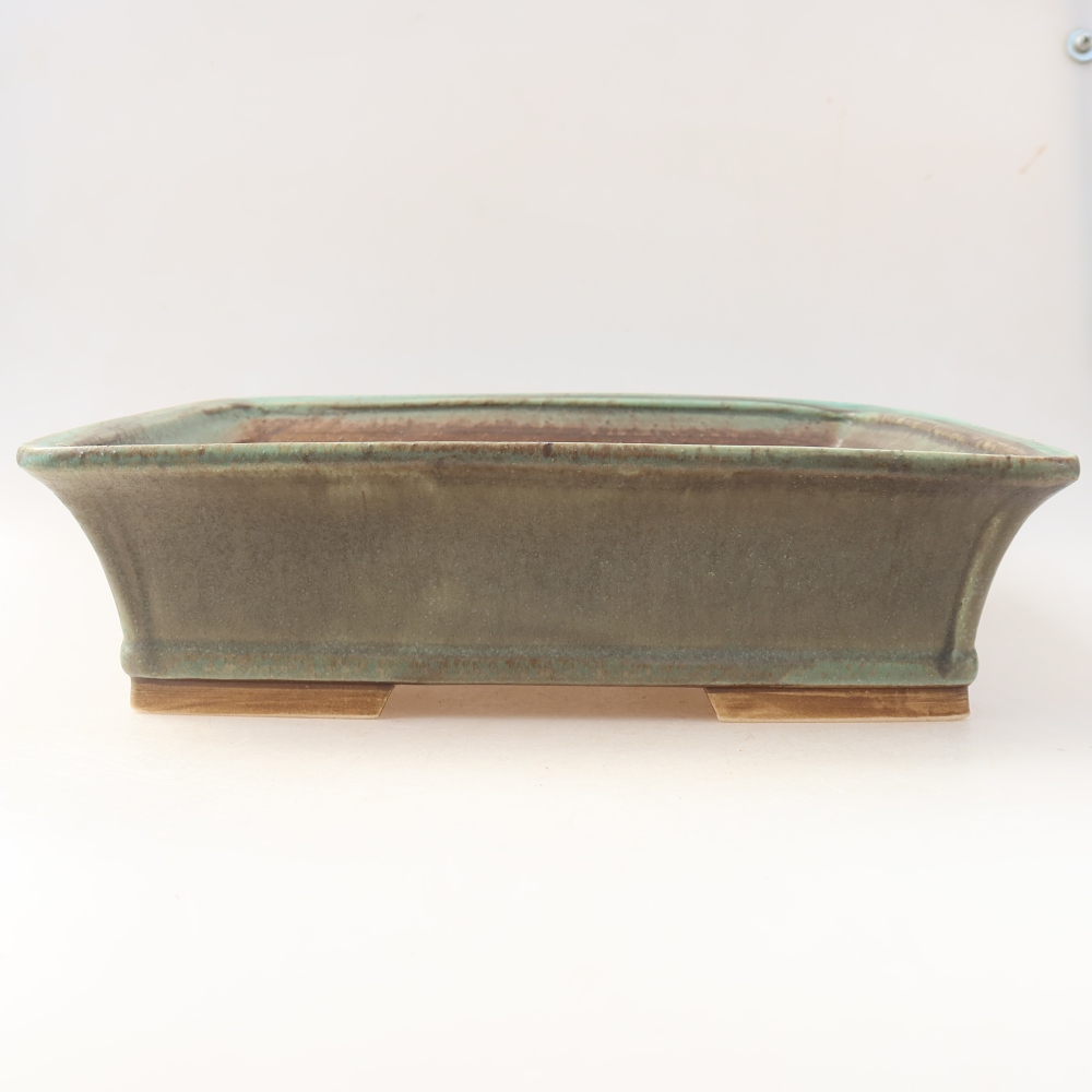 Ceramiczna miska do bonsai 29,5 x 24,5 x 8 cm, kolor zielony