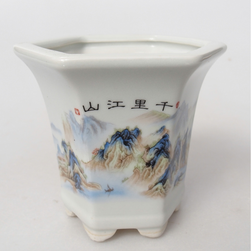 Ceramiczna miska do bonsai 10 x 9 x 9 cm, kolor biały
