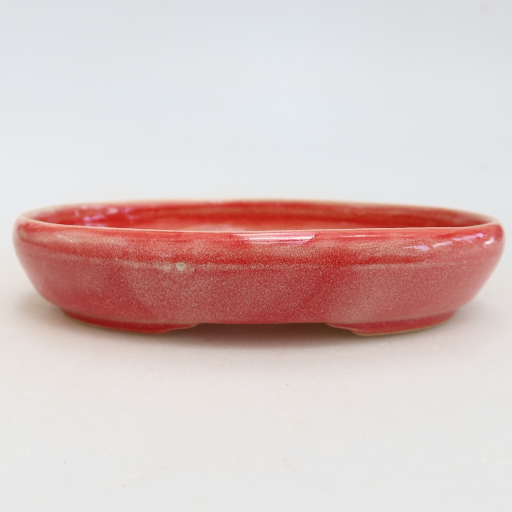 Ceramiczna miska do bonsai 13 x 9,5 x 2,5 cm, kolor czerwony