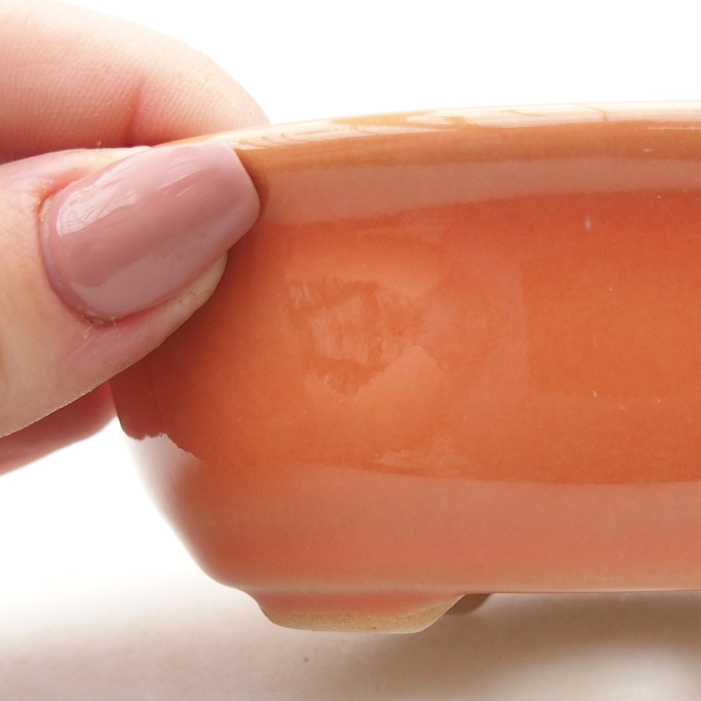 Ceramiczna miska na bonsai 11 x 8,5 x 4 cm, pomarańczowa