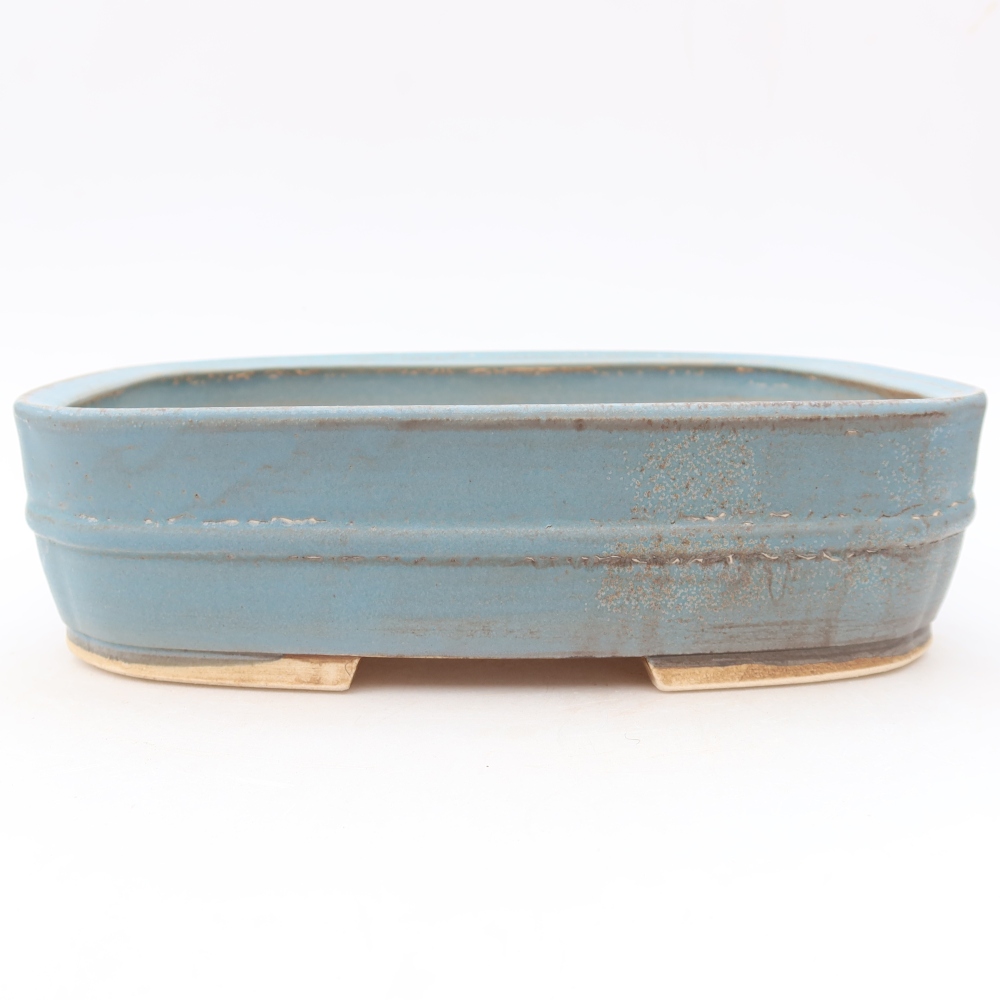 Ceramiczna miska do bonsai 24,5 x 20,5 x 6,5 cm, kolor niebieski