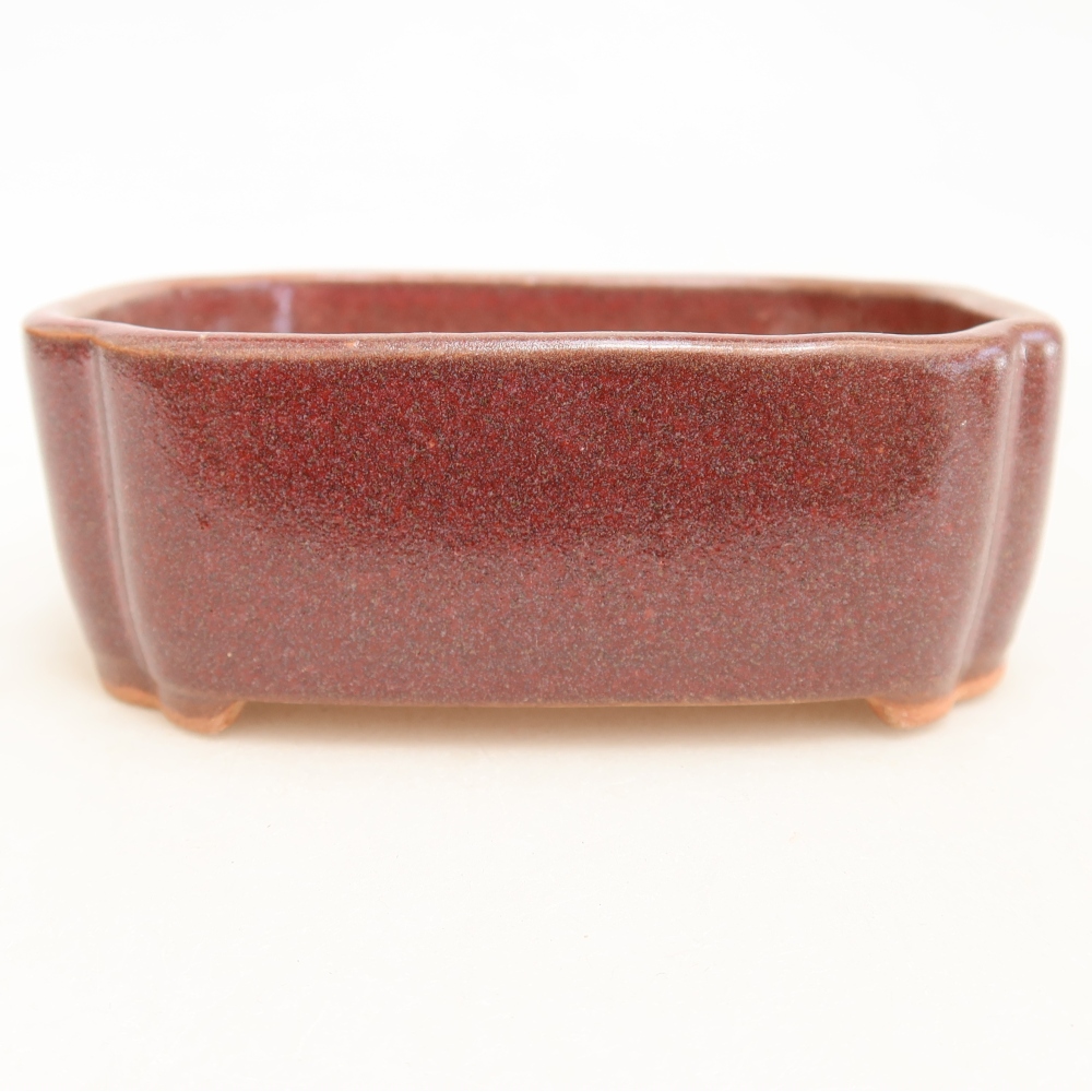 Ceramiczna miseczka do bonsai 10,5 x 8 x 4 cm, kolor bordowy