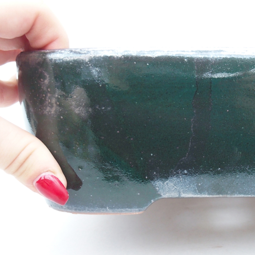 Ceramiczna miska na bonsai 23 x 17 x 7,5 cm, zielona