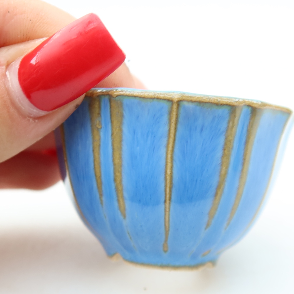 Ceramiczna miseczka do bonsai 5,5 x 5,5 x 3,5 cm, kolor niebieski