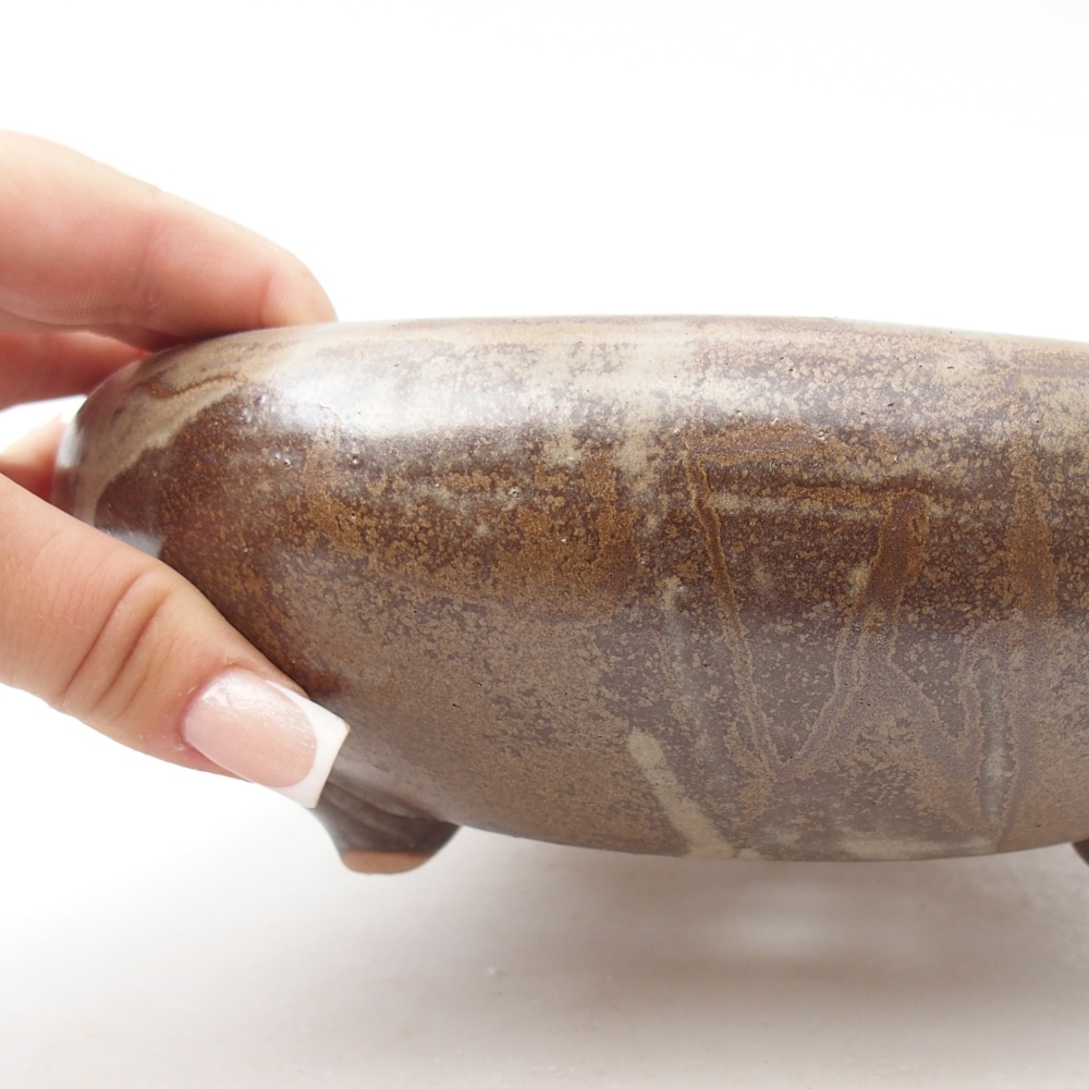 Ceramiczna miska na bonsai 20 x 20 x 7 cm, brązowa