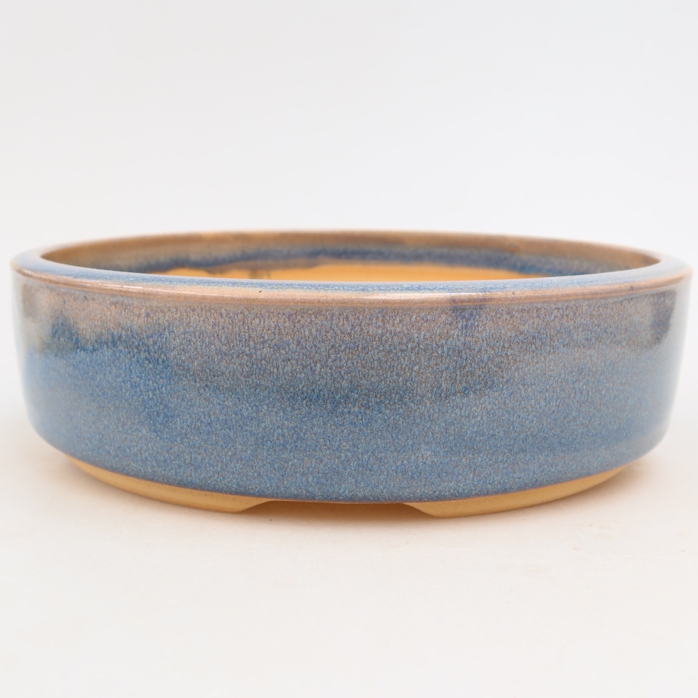 Ceramiczna miska do bonsai 22,5 x 22,5 x 6 cm, kolor niebieski