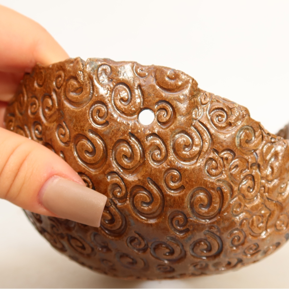 Ceramiczna skorupa do kokedamy 13 x 12,5 x 8 cm, kolor brązowy