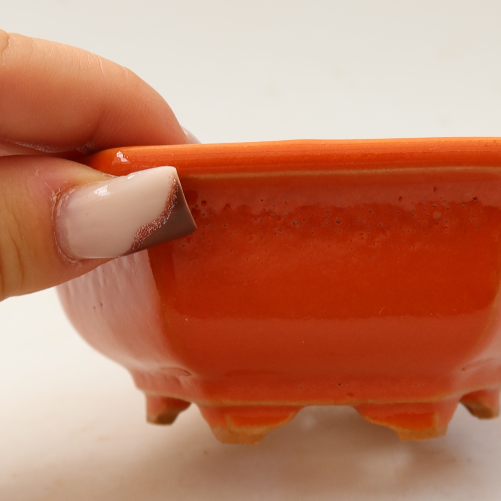 Ceramiczna miska do bonsai 12 x 10,5 x 4,5 cm, pomarańczowa