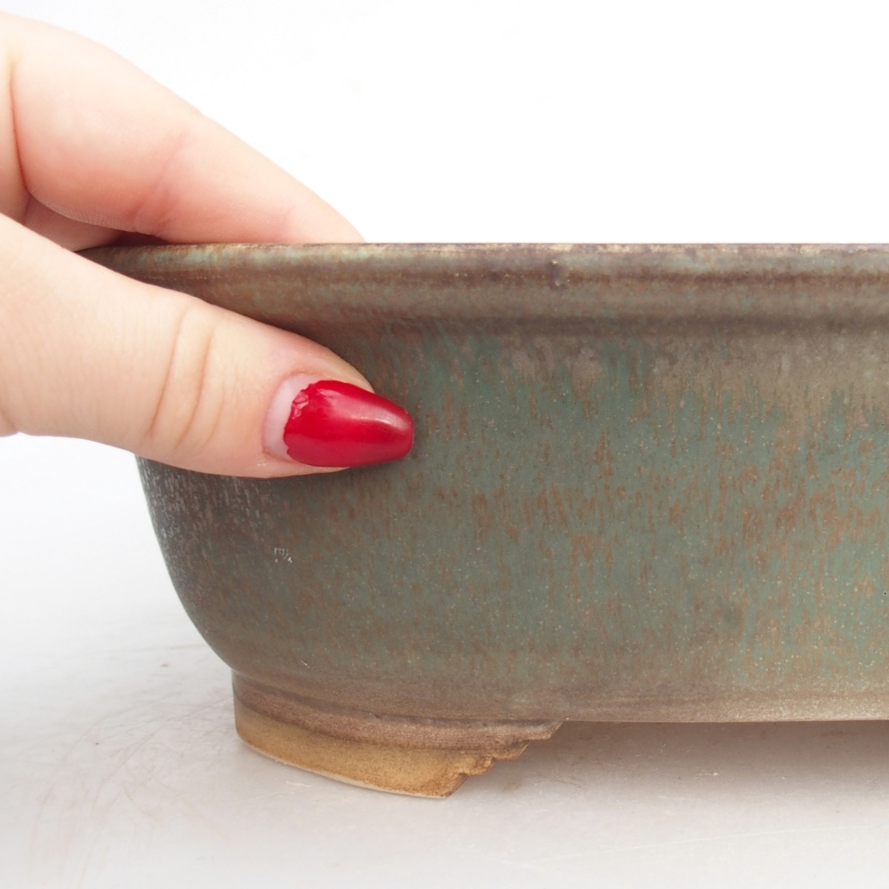 Ceramiczna miska do bonsai 25,5 x 21,5 x 8 cm, zielona