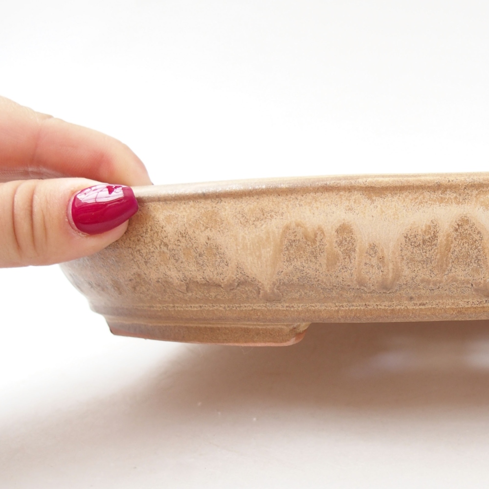 Ceramiczna miska bonsai 24,5 x 20 x 4 cm, kolor beżowy