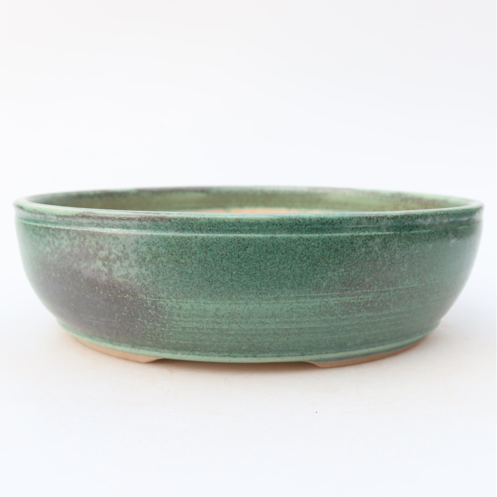 Ceramiczna doniczka do bonsai 19,5 x 19,5 x 5,5 cm, kolor zielony