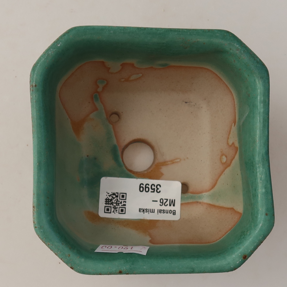 Ceramiczna miska do bonsai 10 x 10 x 6,5 cm, kolor zielony