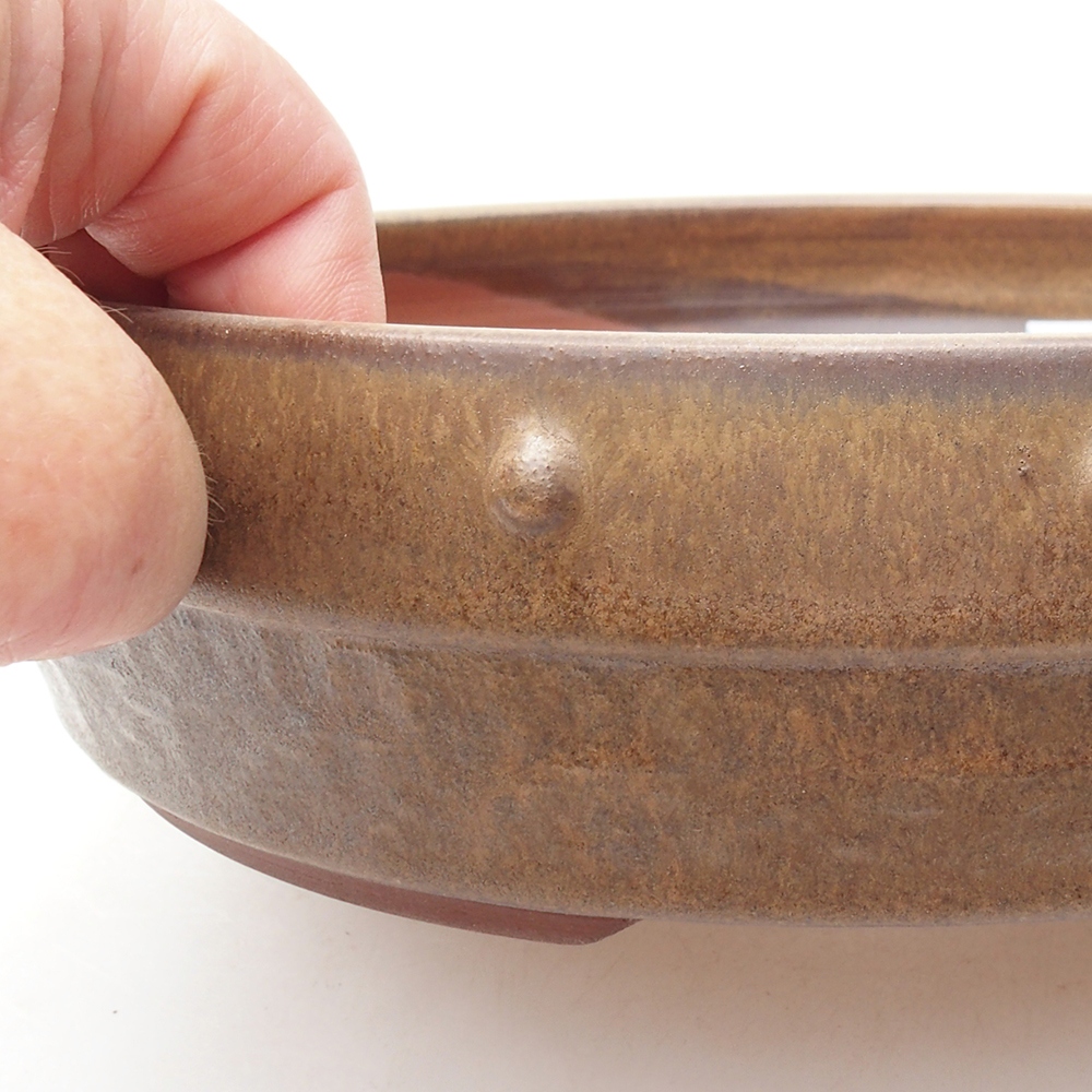 Ceramiczna miska bonsai 21 x 21 x 5,5 cm, kolor brązowy