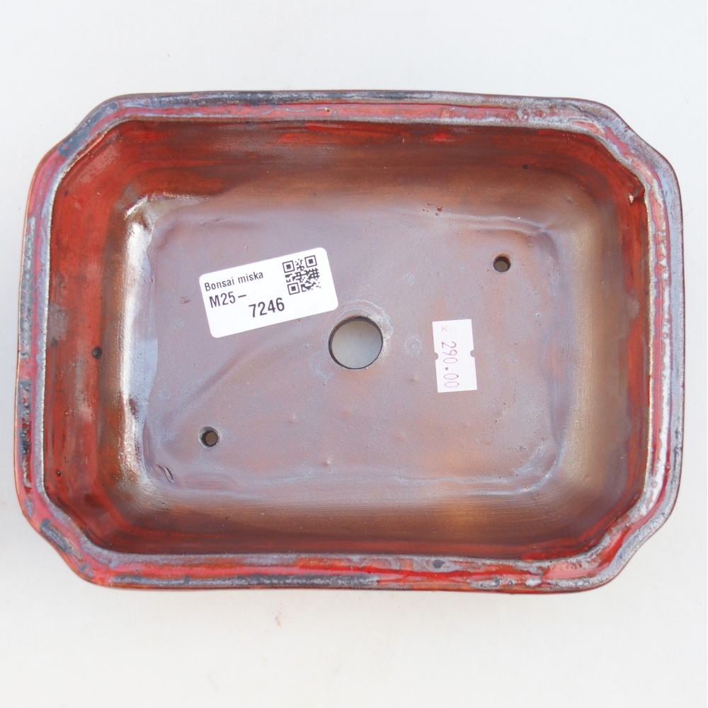 Ceramiczna miska do bonsai 18 x 13,5 x 5 cm, kolor czerwony