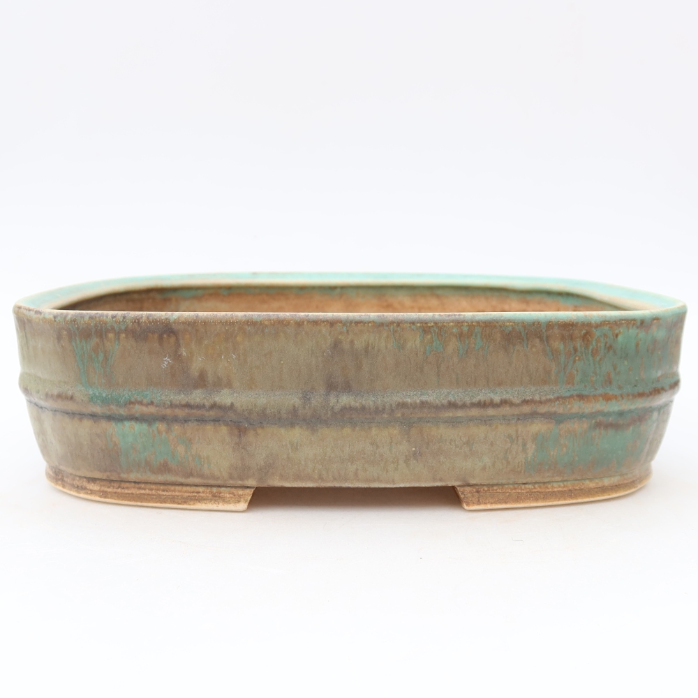 Ceramiczna miska do bonsai 24,5 x 20,5 x 6,5 cm, kolor zielony