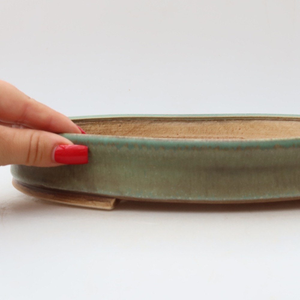 Ceramiczna miska do bonsai 31 x 27 x 4,5 cm, zielona
