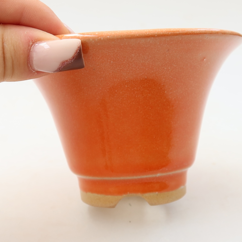 Ceramiczna miska do bonsai 10,5 x 10,5 x 7 cm, kolor pomarańczowy
