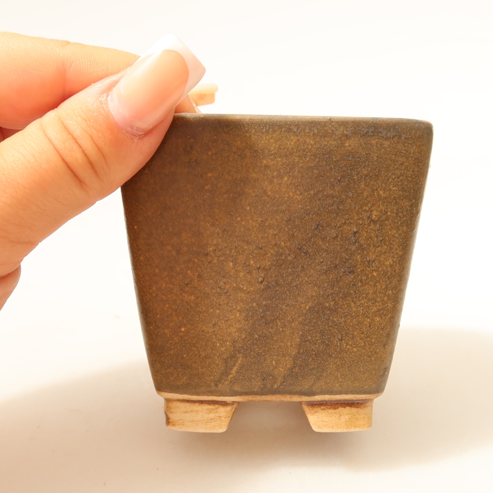 Ceramiczna miska do bonsai 7,5 x 7,5 x 7,5 cm, brązowa