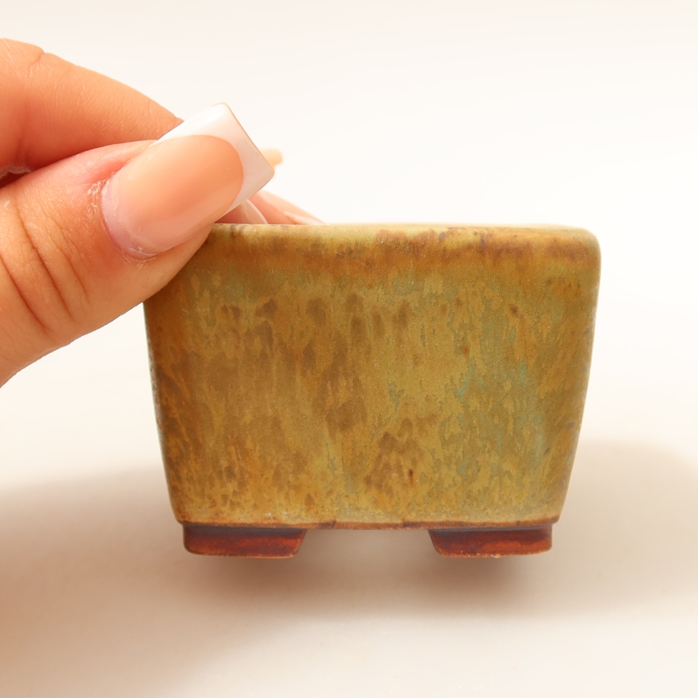 Ceramiczna miseczka do bonsai 6,5 x 6,5 x 4,5 cm, kolor zielony