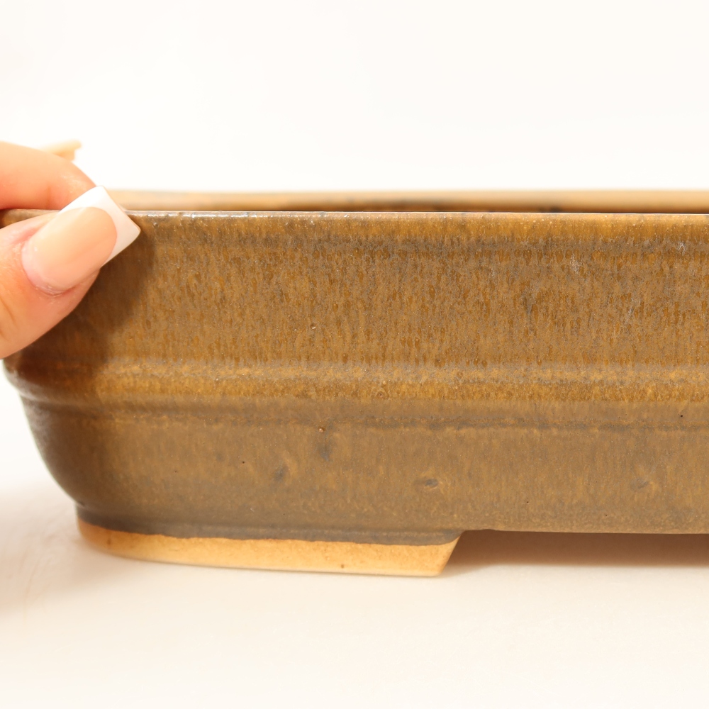 Ceramiczna miska do bonsai 29,5 x 25 x 7 cm, kolor brązowy
