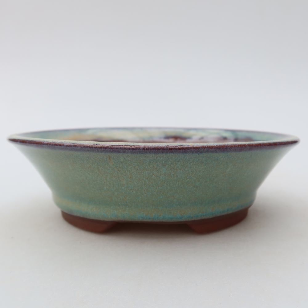 Ceramiczna doniczka do bonsai 16 x 16 x 4,5 cm, kolor zielony