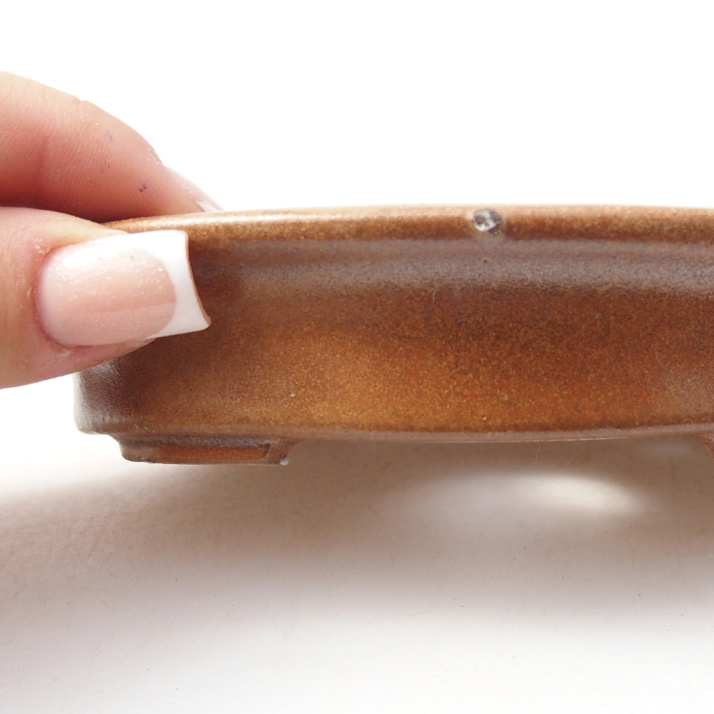 Ceramiczna miska do bonsai 13 x 10,5 x 3 cm, brązowa