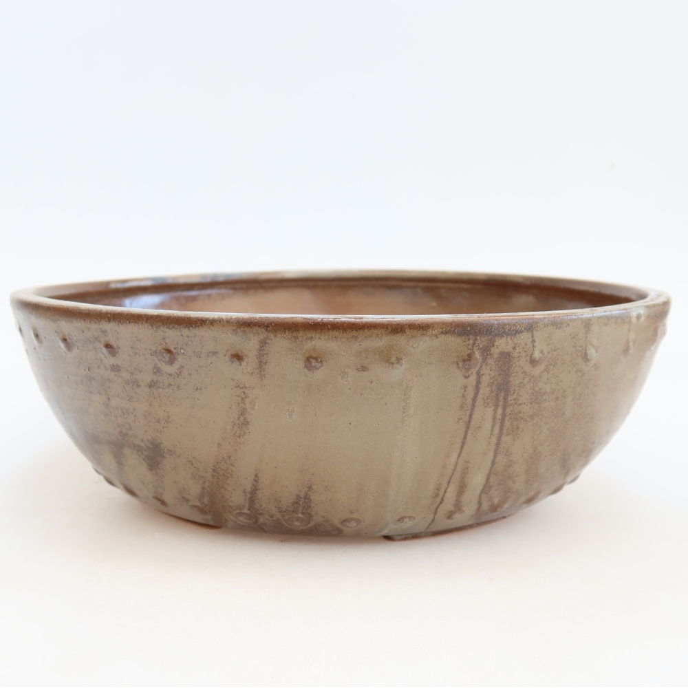 Ceramiczna miska na bonsai 24,5 x 24,5 x 7,5 cm, brązowa