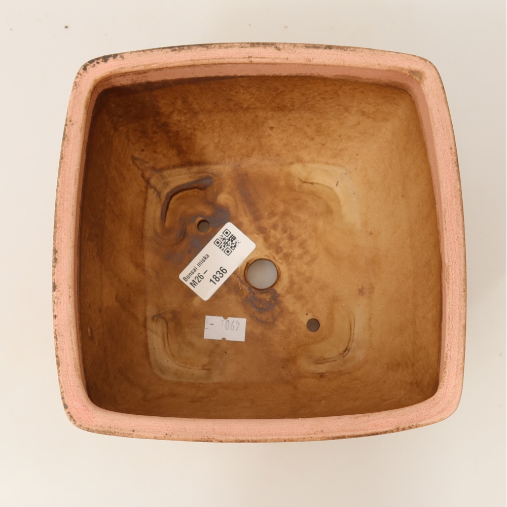 Ceramiczna miska do bonsai 16,5 x 16,5 x 9,5 cm, kolor różowy