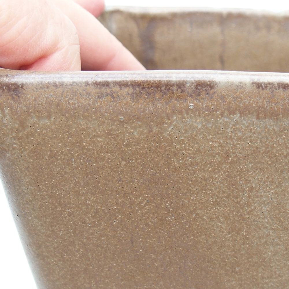 Ceramiczna miska bonsai 13 x 13 x 13 cm, kolor brązowo-zielony