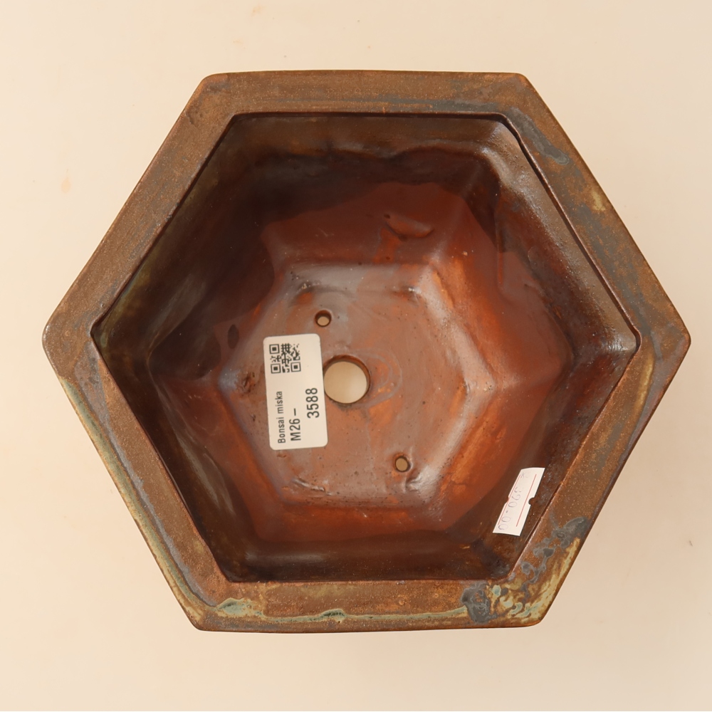 Ceramiczna miska do bonsai 18,5 x 16,5 x 9 cm, brązowa