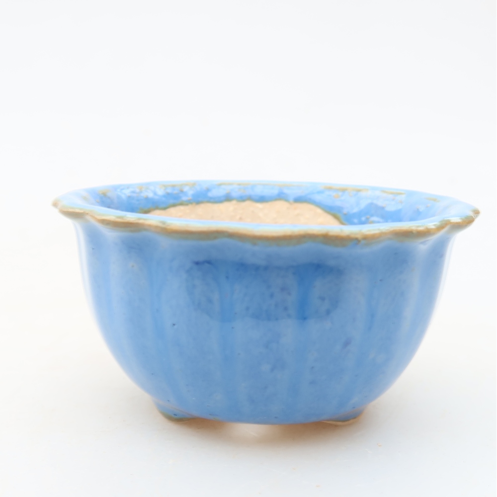 Ceramiczna miseczka do bonsai 7 x 7 x 4 cm, kolor niebieski