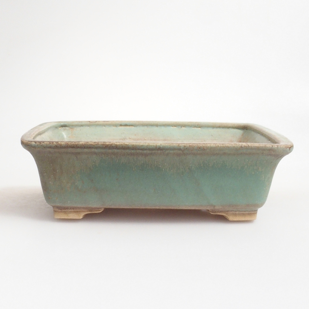 Ceramiczna miska do bonsai 17,5 x 14 x 5 cm, kolor zielony