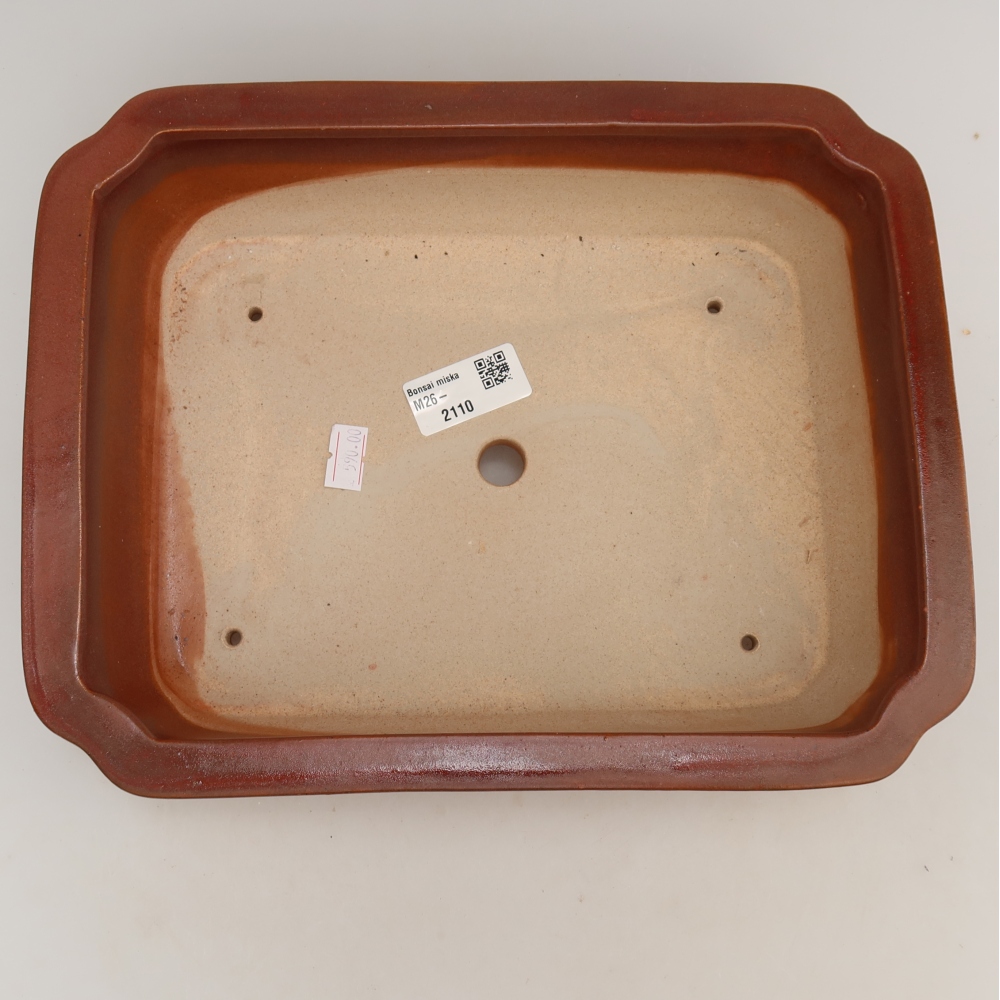Ceramiczna miska do bonsai 27,5 x 21,5 x 7 cm, kolor bordowy