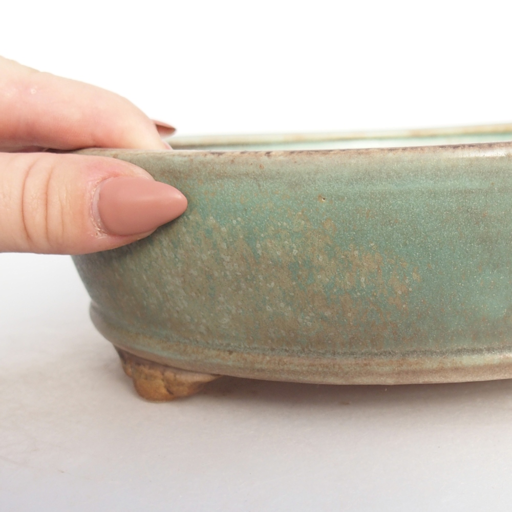 Ceramiczna miska bonsai 21 x 21 x 6 cm, zielona