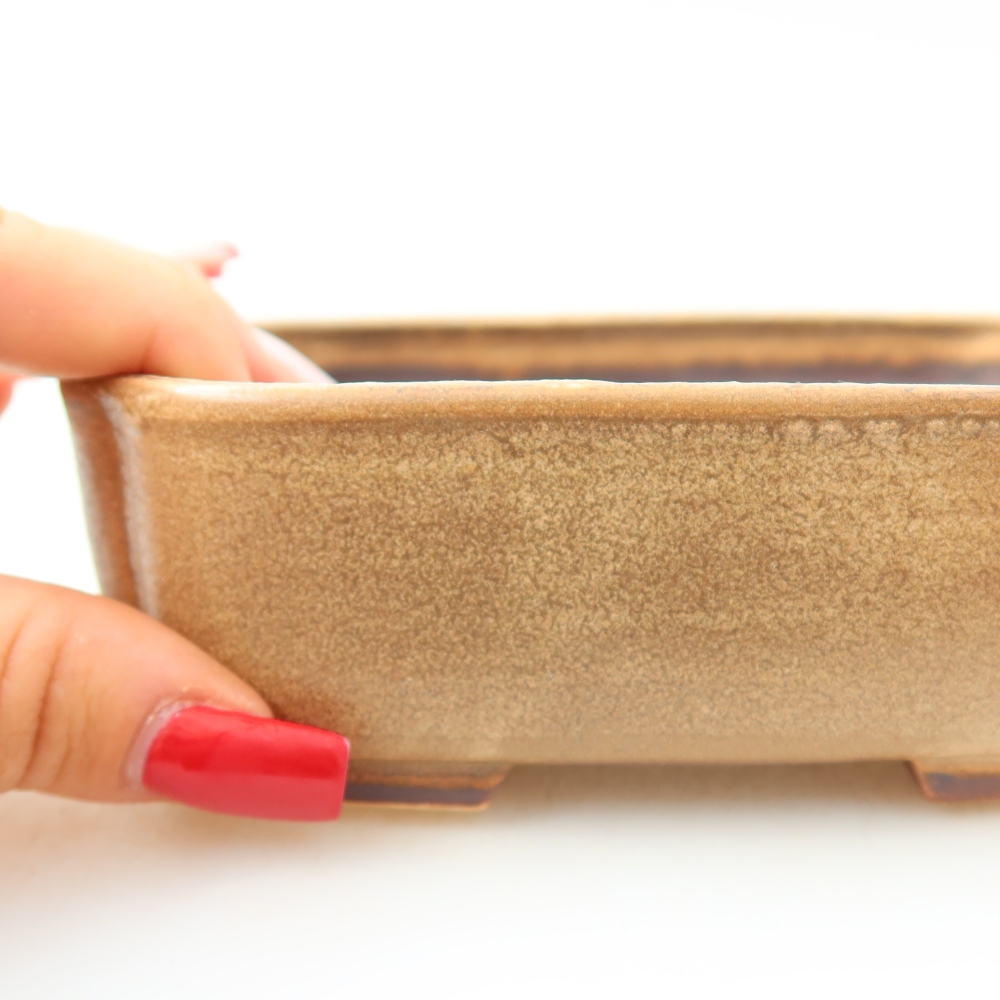 Ceramiczna miska do bonsai 13,5 x 12 x 4 cm, kolor beżowy