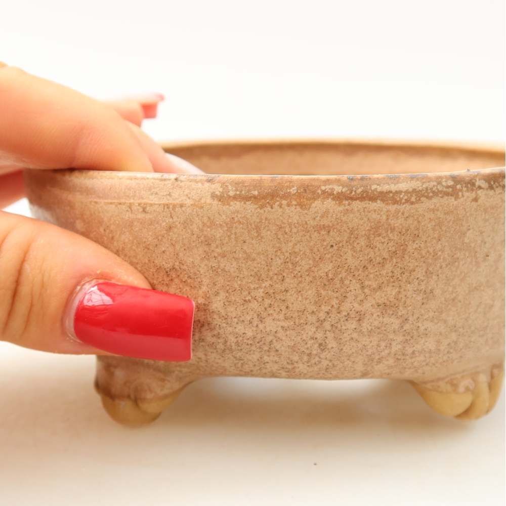 Ceramiczna doniczka do bonsai 10,5 x 10,5 x 4 cm, kolor różowy