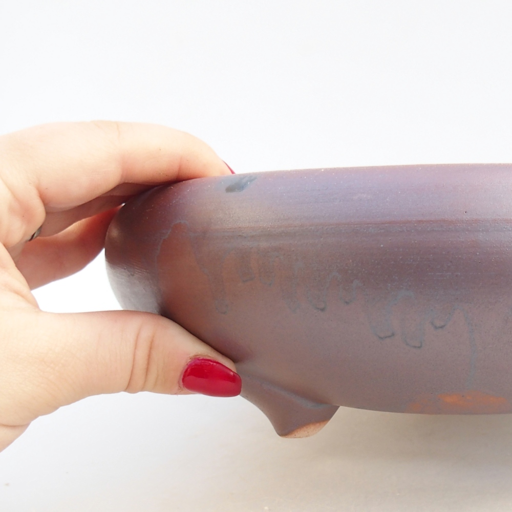 Ceramiczna miska bonsai 21 x 21 x 7,5 cm, kolor metaliczny