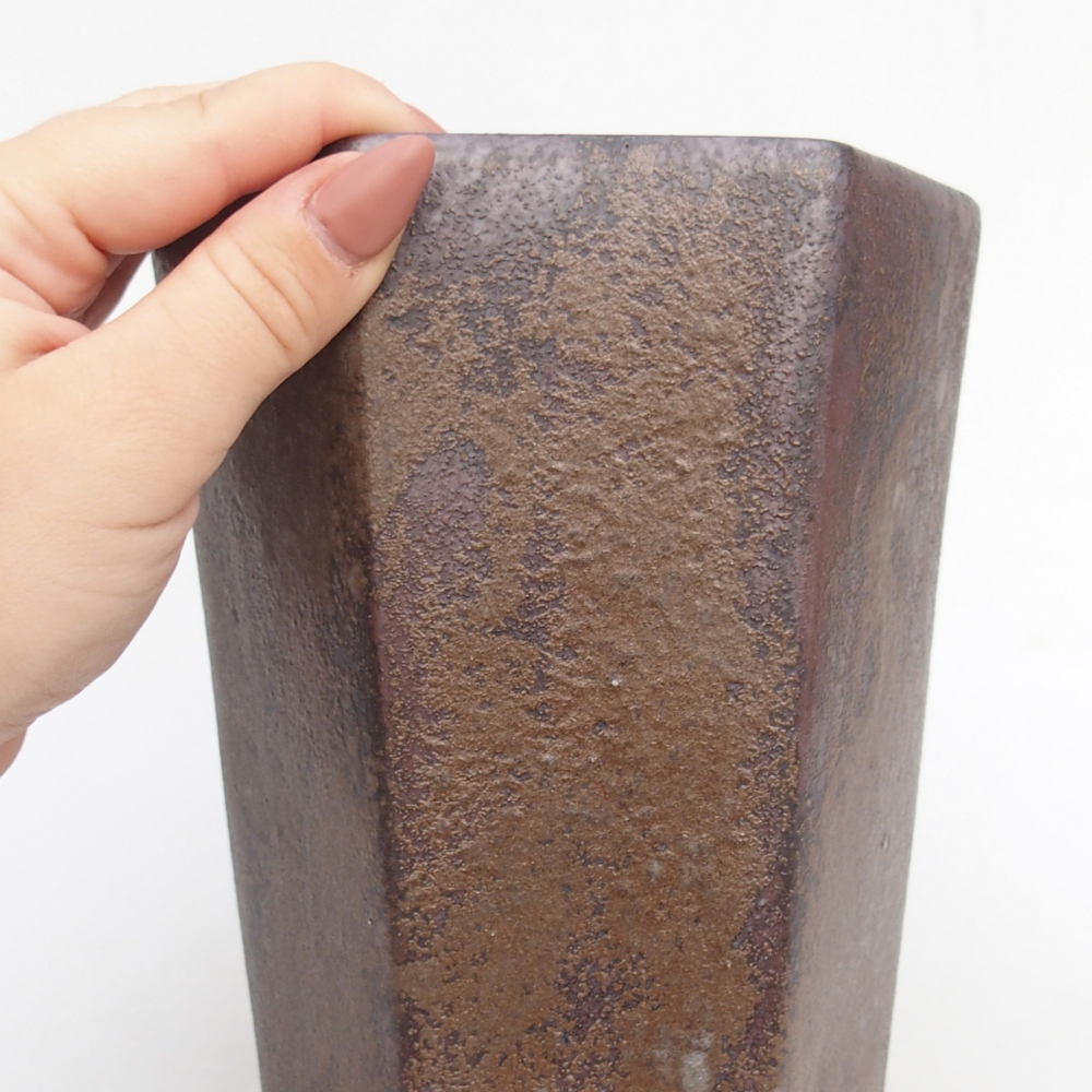 Ceramiczna miska do bonsai 12,5 x 11,5 x 16,5 cm, brązowa