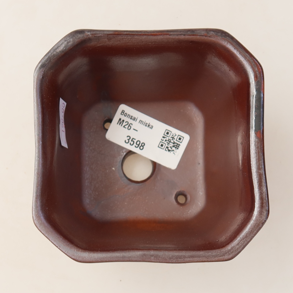 Ceramiczna miska do bonsai 10 x 10 x 6,5 cm, kolor brązowy