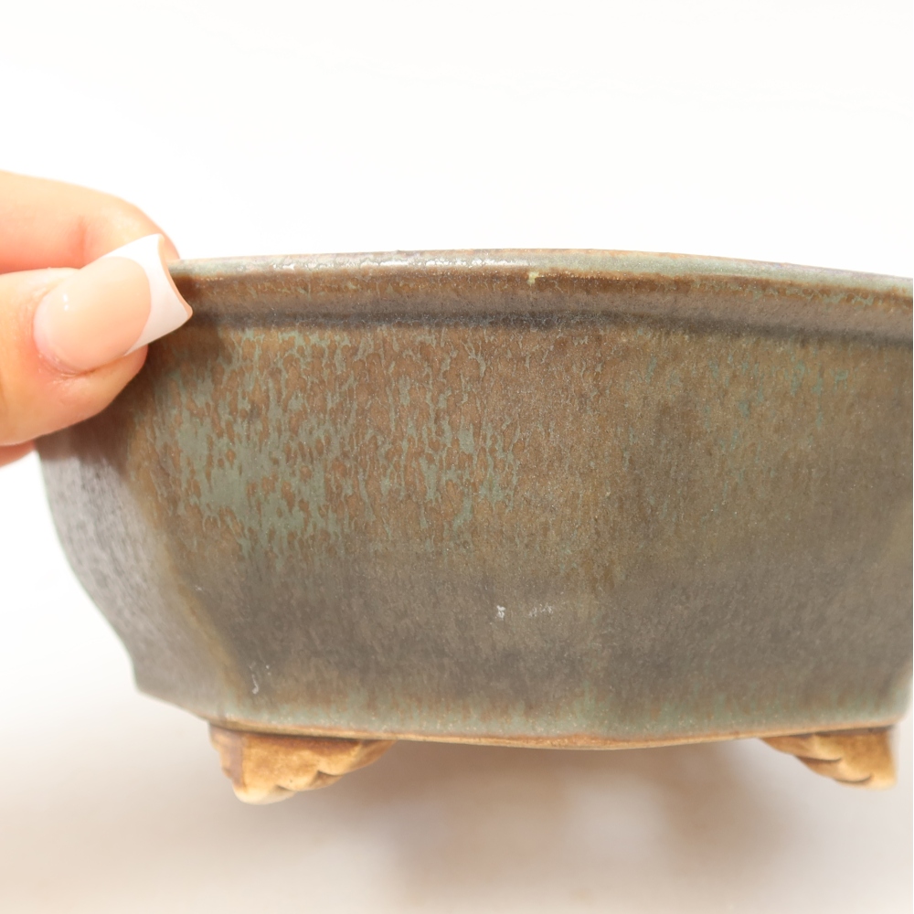 Ceramiczna miska do bonsai 17 x 16 x 6,5 cm, kolor zielony