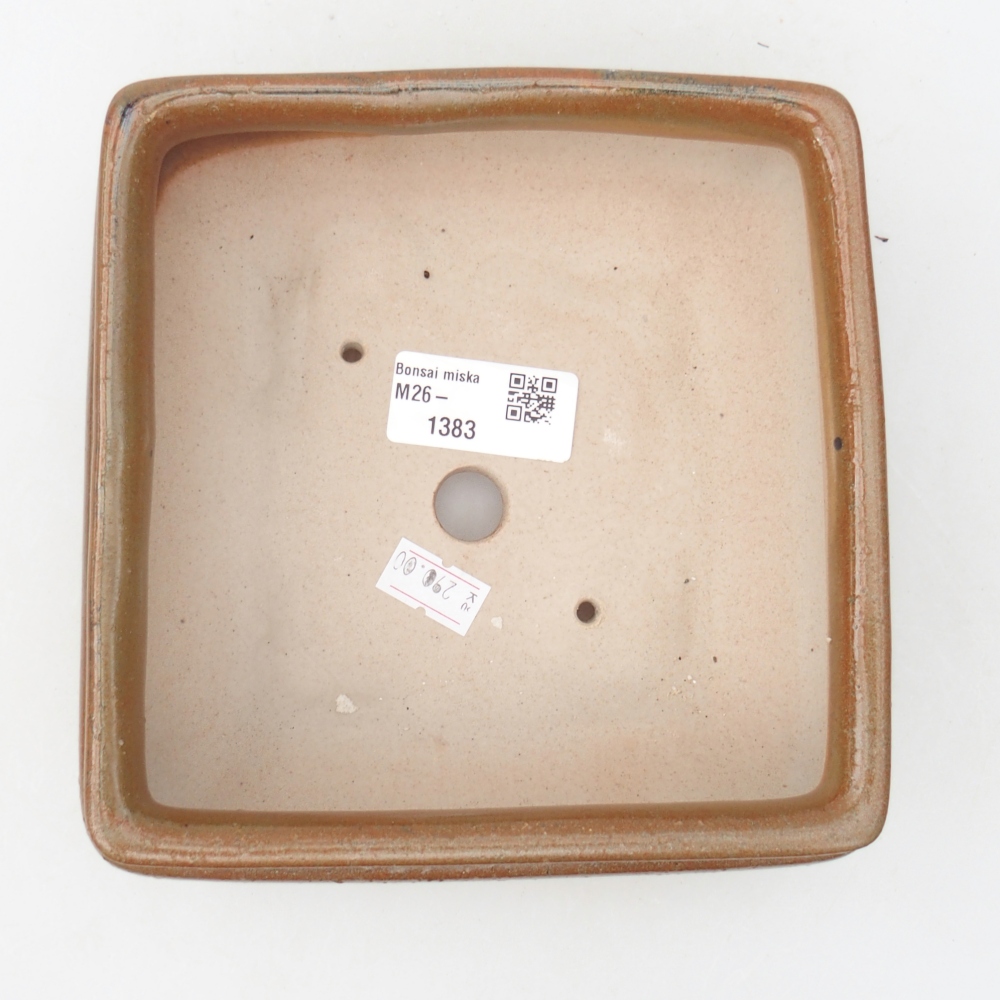 Ceramiczna miska do bonsai 15,5 x 15,5 x 6 cm, brązowa