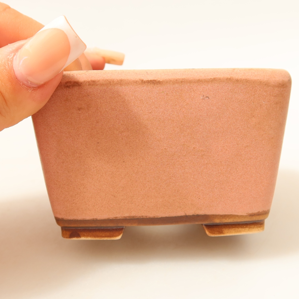 Ceramiczna miseczka do bonsai 8,5 x 8,5 x 5,5 cm, kolor różowy