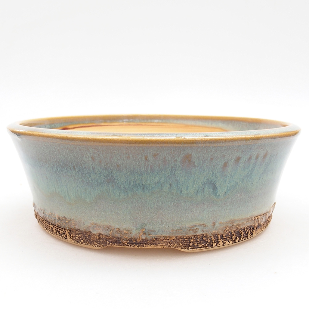 Ceramiczna miska do bonsai 19 x 19 x 6,5 cm, kolor zielony