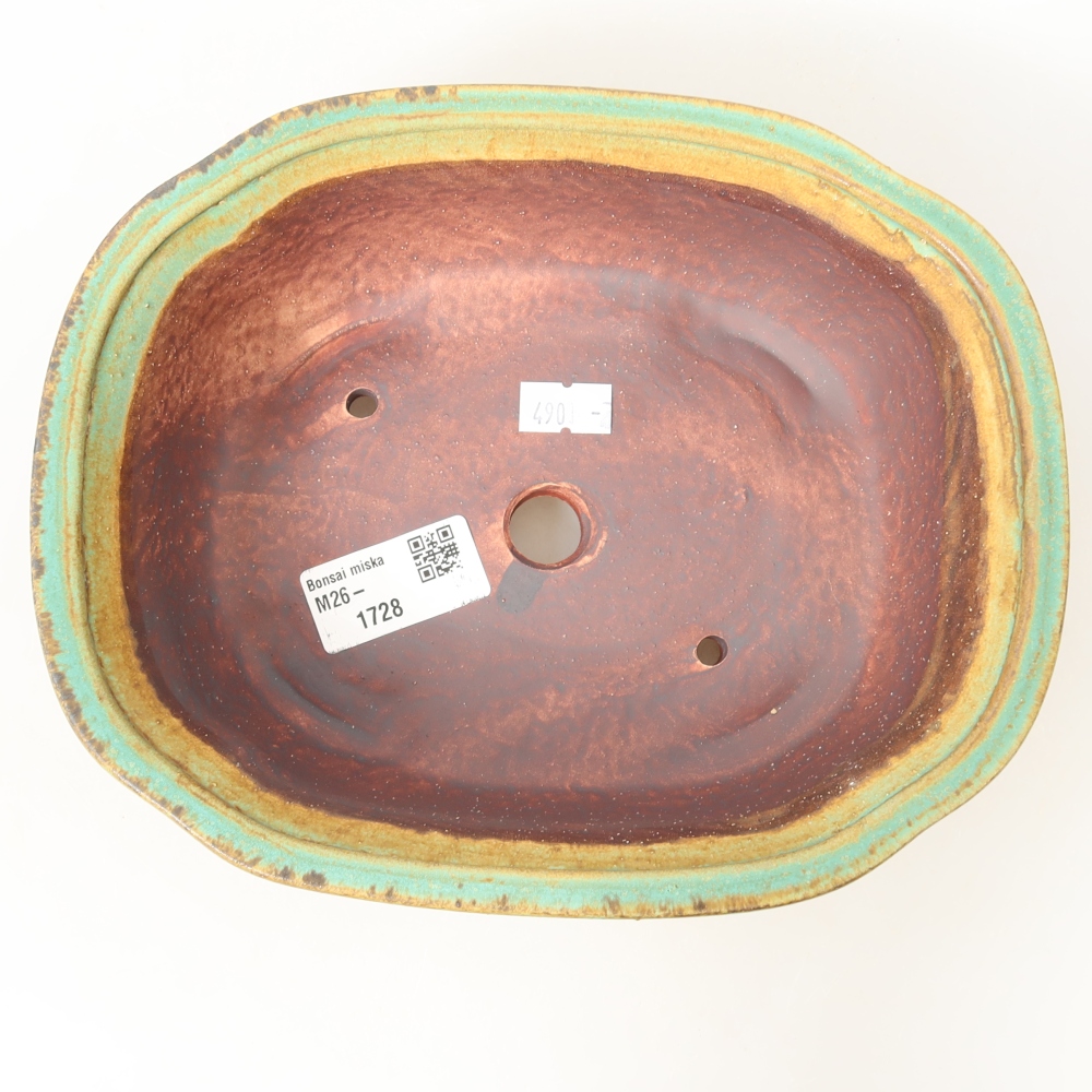 Ceramiczna miska do bonsai 20,5 x 16,5 x 7 cm, kolor zielony