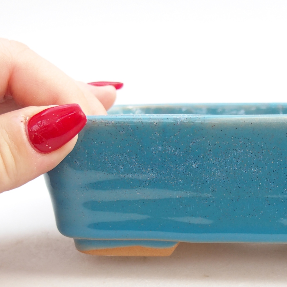 Ceramiczna miska do bonsai 14,5 x 10,5 x 4,5 cm, kolor niebieski