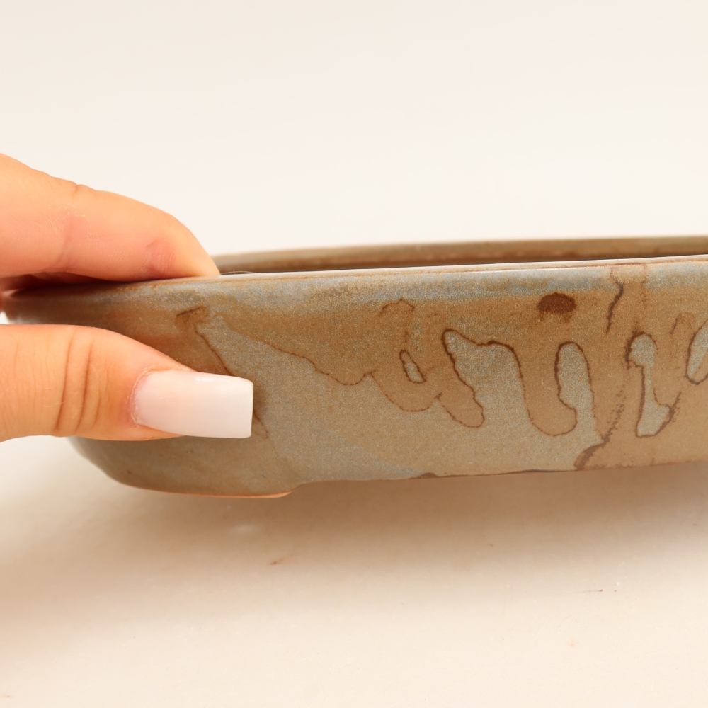 Ceramiczna miska do bonsai 22 x 17 x 4 cm, kolor brązowo-niebieski